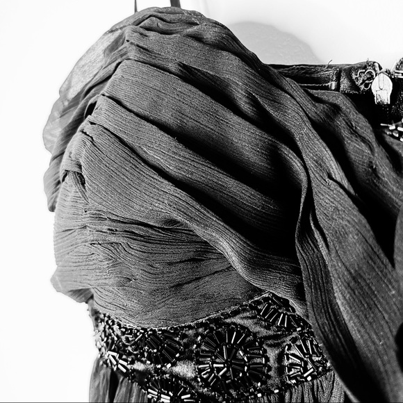 NWT London Style Black Beaded Strapless Cocktail Dress SZ 14 - Picture 5 of 9